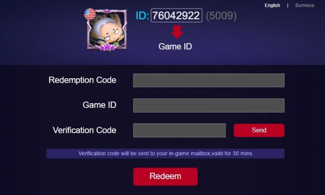 Halaman penukaran Redeem Code ML